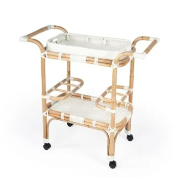 Beaumont Lane White Rattan Bar Cart