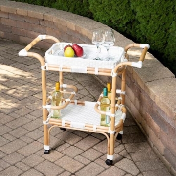 Beaumont Lane White Rattan Bar Cart