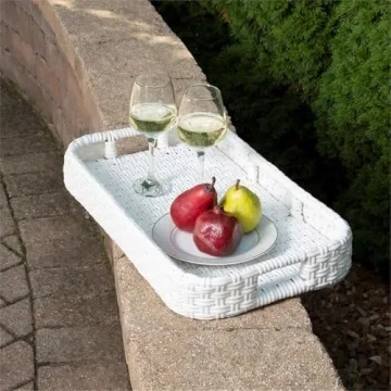 Beaumont Lane White Rattan Bar Cart