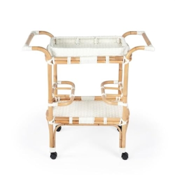 Beaumont Lane White Rattan Bar Cart