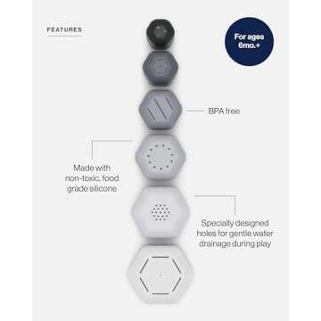 Lalo Stacking Cups - Safe Bath Toy for Kids, Easy Clean