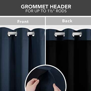 Deconovo 100% Blackout Curtains for Bedroom, Thermal Insulated and Noise Reducing Drapes, Room Darkening Window Curtains with Double Layer, Oeko-TEX Certified (Navy, 52x95 Inch, 2 Panels)