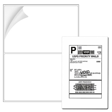 Coopaty Half Sheet Shipping Labels 8.5" x 5.5" Sticker Labels for Laser & Ink Jet Printers, 2 Per Pa...