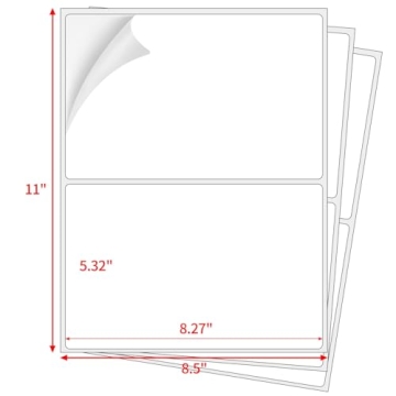 Coopaty Half Sheet Shipping Labels - 200 Durable Labels