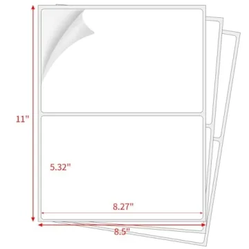 Coopaty Half Sheet Shipping Labels - 200 Durable Labels