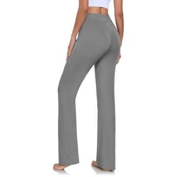 ADANIKI Womens Yoga Pants with Pockets Straight-Leg Loose Comfy Modal Drawstring Lounge Running Long Active Casual Sweatpants (Dark Grey, L)