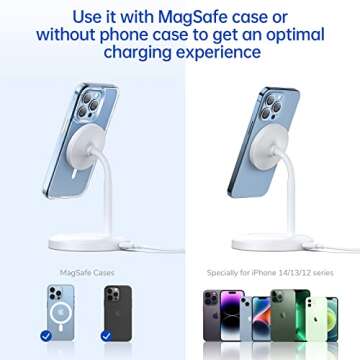 Syncwire Wireless Charging Stand - 2 in 1 Free Rotation Magnetic Charger Station for MagSafe Compatible with iPhone 16, 15, 14, 13, 12 Pro Max, Pro, Mini, Plus, AirPods