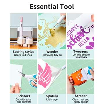Sooez Weeding Tools for Vinyl, 6PCS Basic Tools Set for Cricut, Precision Craft Vinyl Tool Kit, Scor...