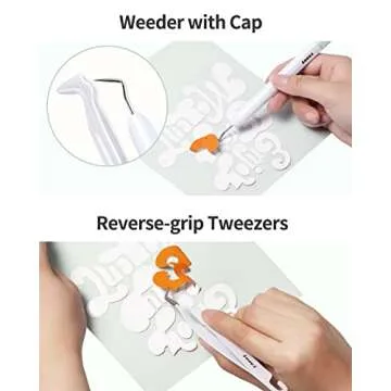 Sooez Weeding Tools for Vinyl, 6PCS Basic Tools Set for Cricut, Precision Craft Vinyl Tool Kit, Scoring Stylus/Weeder/, Scraper/Spatula/Tweezers/Scissors for Vinyl,Paper & Iron-on Projects,Colored