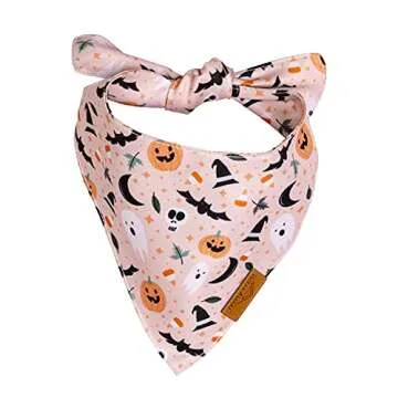 Remy+Roo Dog Bandanas - 2 Pack | Halloween Dog Bandanas Spooky Set | Premium Durable Fabric Bandanas for Dogs | Unique Shape | Adjustable Fit | Multiple Sizes Offered (Small)