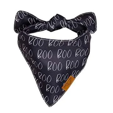 Remy+Roo Dog Bandanas - 2 Pack | Halloween Dog Bandanas Spooky Set | Premium Durable Fabric Bandanas for Dogs | Unique Shape | Adjustable Fit | Multiple Sizes Offered (Small)