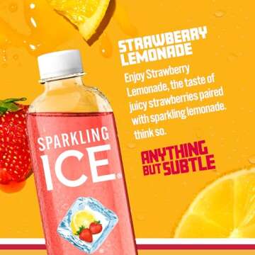 Sparkling Ice, Strawberry Lemonade Sparkling Water, Zero Sugar Flavored Water, with Vitamins and Ant...