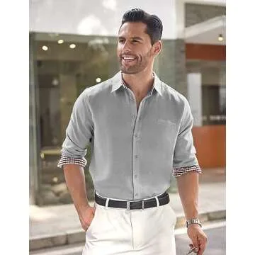 COOFANDY Men's Chambray Dress Shirt - Stylish & Versatile