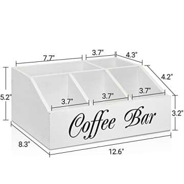 ugiftt Coffee Station Organizer for Counter, Wood Coffee Pods Holder Storage Basket, Coffee and Tea Condiment Storage Organizer, Rustic Coffee Bar Decor for Coffee Accessories Organizer