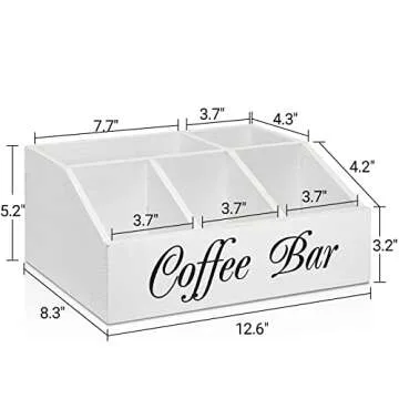 ugiftt Coffee Station Organizer for Counter, Wood Coffee Pods Holder Storage Basket, Coffee and Tea Condiment Storage Organizer, Rustic Coffee Bar Decor for Coffee Accessories Organizer