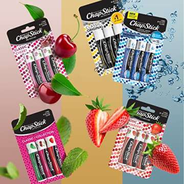 ChapStick Classic Collection Flavored Lip Balm Pack - 5 Packs of 3
