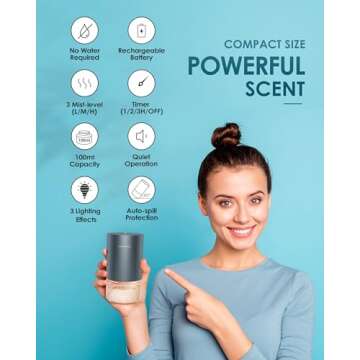 Airversa Essential Oil Diffuser Waterless Aromatherapy Diffusers for Home Large Room, Bedroom, Car, ...