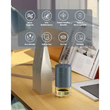 Airversa Essential Oil Diffuser Waterless Aromatherapy Diffusers for Home Large Room, Bedroom, Car, Office, Desk, Battery Operated, Small Diffuser for Pure Scent, 100mL Capacity, AN9 (Gray)