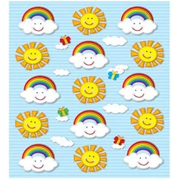 Carson Dellosa 90 Spring Stickers for Kids, 6 Sheets of Suns, Butterflies and Rainbows for Crafts, S...
