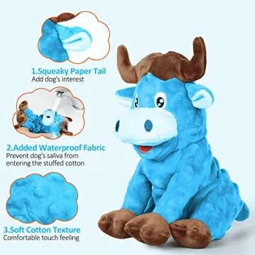 PUHOHUN Dog Squeaky Toy Interactive Plush Stuffed Dog Chew Toys with Crinkle Paper Dog Plush Toys for Teeth Cleaning & Boredom for Medium Large Breed