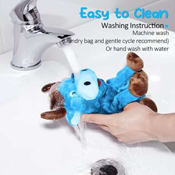 PUHOHUN Dog Squeaky Toy Interactive Plush Stuffed Dog Chew Toys with Crinkle Paper Dog Plush Toys for Teeth Cleaning & Boredom for Medium Large Breed