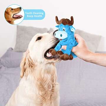 PUHOHUN Dog Squeaky Toy Interactive Plush Stuffed Dog Chew Toys with Crinkle Paper Dog Plush Toys for Teeth Cleaning & Boredom for Medium Large Breed