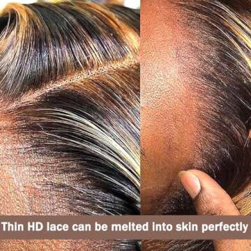 Alsother 28 Inch 13x6 Highlight Ombre Lace Front Wigs Human Hair 200 Density 4/27 Deep Wave Lace Front Wigs Human Hair Honey Blonde HD Lace Front Wigs Human Hair Glueless Wigs Human Hair Pre Plucked