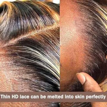 Alsother 28 Inch 13x6 Highlight Ombre Lace Front Wigs Human Hair 200 Density 4/27 Deep Wave Lace Front Wigs Human Hair Honey Blonde HD Lace Front Wigs Human Hair Glueless Wigs Human Hair Pre Plucked