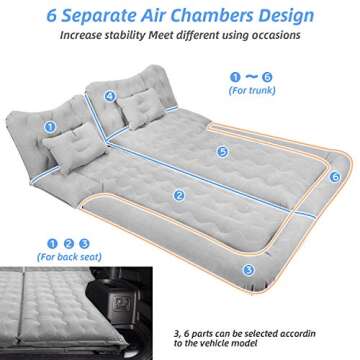 Haomaomao SUV Air Mattress, Inflatable Car Bed with Electric Pump and Pillow, Flocking Surface, Camp...