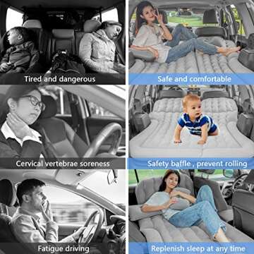 Haomaomao SUV Air Mattress, Inflatable Car Bed with Electric Pump and Pillow, Flocking Surface, Camping Sleeping Pad for Travel SUV Sedan Back Seat Trunk Tent Chevy Jeep Wrangler Toyota Honda Civic
