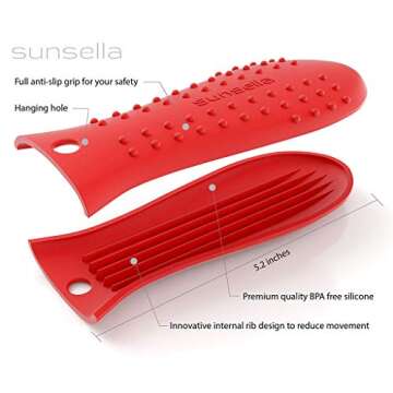 Sunsella Silicone Hot Handle Holder Set with Scrapers