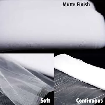 Craft And Party, White Fabric Tulle Roll 54 Inch by 40 Yards (120 ft) Fabric Tulle Bolt for Garden Netting, DIY Tutu Skirt, Wedding and Decoration (White)