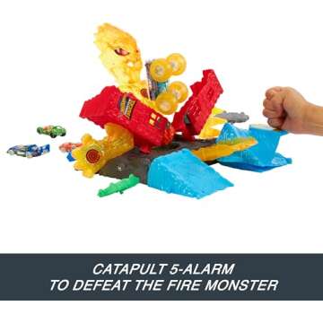 Hot Wheels Monster Trucks 5-Alarm Firetruck Playset Adventure