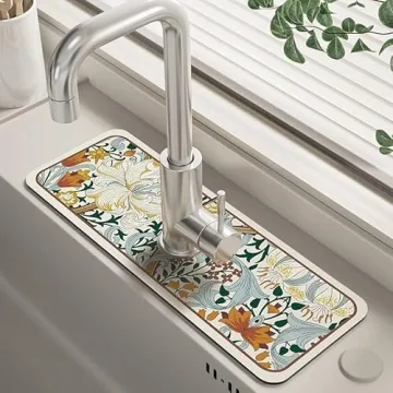 2PCS Fantasy Style Faucet Draining Mat - Elegant Diatom Mud Non-slip Mat for Kitchen & Bathroom