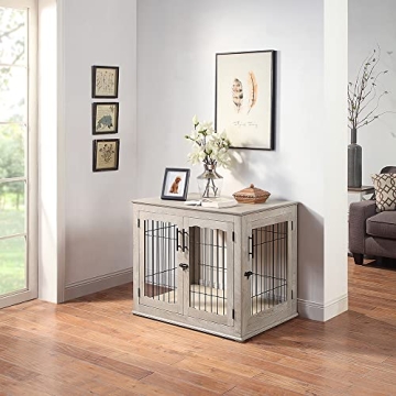 Furniture Style Dog Crate with Pet Bed for Indoor Use