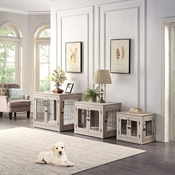 Furniture Style Dog Crate with Pet Bed for Indoor Use