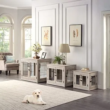 Furniture Style Dog Crate with Pet Bed for Indoor Use