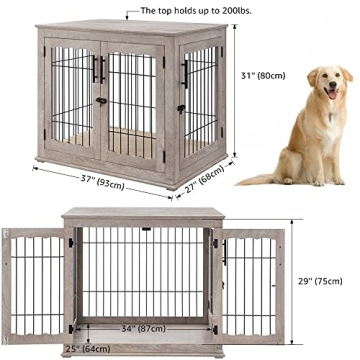 Furniture Style Dog Crate with Pet Bed for Indoor Use