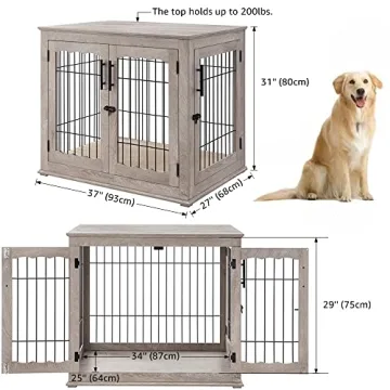 Furniture Style Dog Crate with Pet Bed for Indoor Use