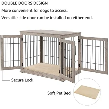 Furniture Style Dog Crate with Pet Bed for Indoor Use