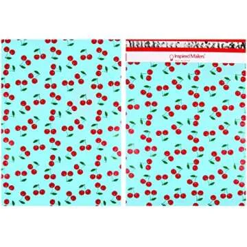 Inspired Mailers - Poly Mailers 10x13-100 Pack - Cherries Print (Blue) - Shipping Bags for Clothing - Large Mailing Envelopes - Shipping Envelopes - Cute Packaging Bags for Shipping