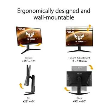 ASUS TUF Gaming VG279QL1A 27” HDR Gaming Monitor, 1080P Full HD, 165Hz (Supports 144Hz), IPS, 1ms, FreeSync Premium, DisplayHDR 400, Extreme Low Motion Blur, Eye Care, HDMI DisplayPort, BLACK