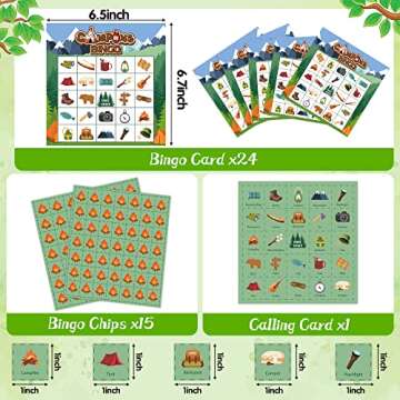 41Pcs Camping Bingo Game Cards for Kids - Camp Adventure Party Games with 24 Players - Jungle Bingo ...