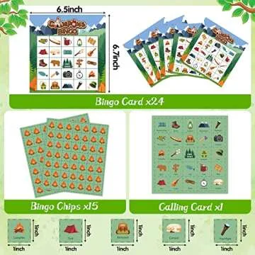 41Pcs Camping Bingo Game Cards for Kids - Camp Adventure Party Games with 24 Players - Jungle Bingo ...
