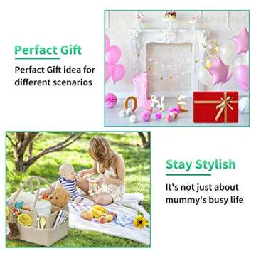 Baby Diaper Caddy Organizer – Portable Felt Storage Basket for New Parents, Store All Baby's Nursery Essentials, Newborn Diaper Caddy Bag with Zipper Pocket for Changing Table and Car (Beige)