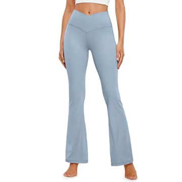 CRZ YOGA Butterluxe Crossover Flare Leggings for Women 31" - High Waist V Cross Bootcut Bell Bottoms...