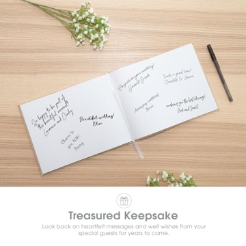 Elegant Pearhead Linen Wedding Guest Book for Cherished Memories