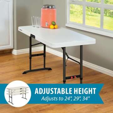 LIFETIME 80387 4-Foot Commercial Adjustable Folding Table, Almond