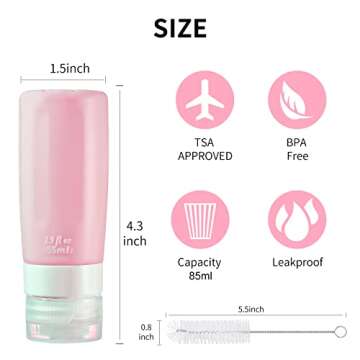 NELSHP Travel Bottles for Liquids - 2.9oz Leak Proof