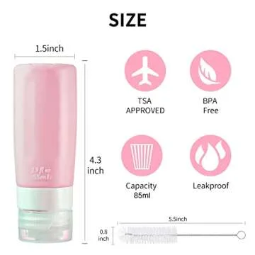 NELSHP Travel Bottles for Liquids - 2.9oz Leak Proof